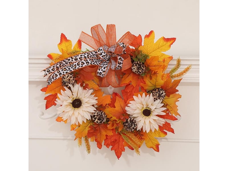  Couronne de citrouille de 45 cm avec nœud léopard - décoration intérieure - thanksgiving - automne - décoration de salle  - Conforama D