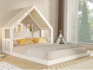 Lit cabane 140x200 cm <strong>LEYTN</strong>  <strong></strong> coloris blanc