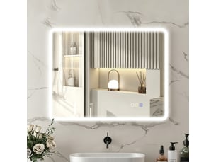 Miroir salle de bain led bluetooth 70 x 90 cm interrupteur tactile lumière réglable 3 couleurs anti-buée mémoire argent