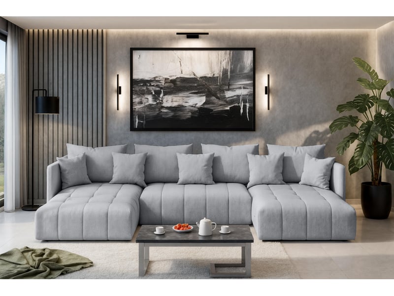  Canapé d'angle u gris clair avec fonction sommeil veliro 345 VeliroU - Conforama B