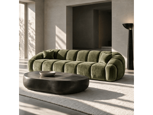 Canapé droit fixe SIA HOME 1MOK4PVGVV 4 places Velours vert