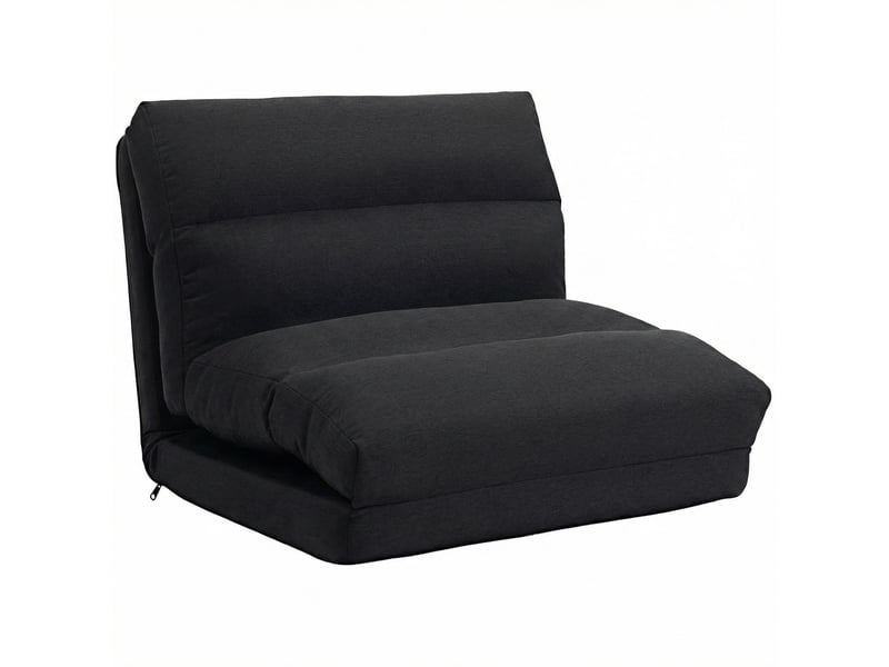  Fauteuil de sol convertible modenvie inclinable en tissu polyester noir, 70 x 72 x 56 cm, lit 70 x 203 cm  - Conforama A