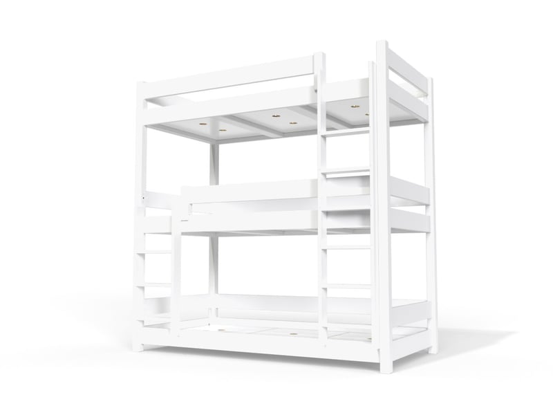  Lit superposé 3 places 80x190 en bois massif abc, blanc TRI380-LB - Conforama A