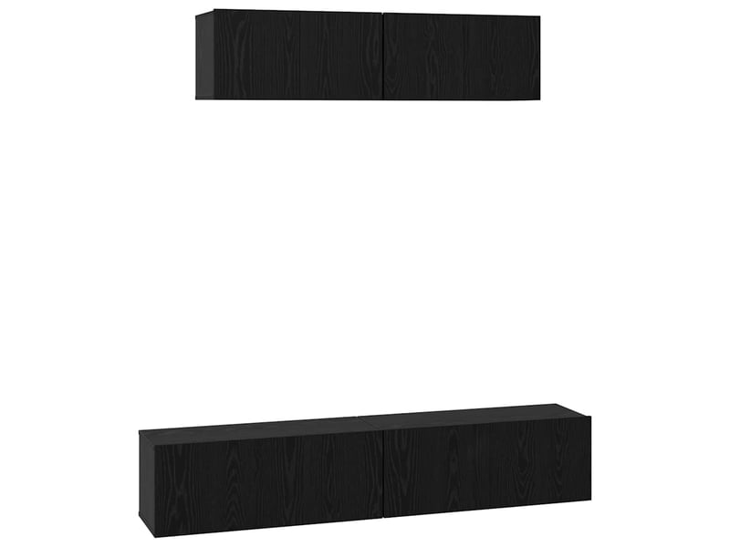  Ensemble meuble tv - banc tv - meuble de rangement 4 pcs chêne noir bois d'ingénierie  - Conforama A