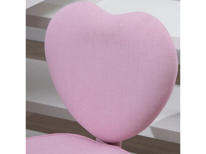  Chaise de bureau pivotante style dirigeant, dossier cœur, tissu lin rose, 40 x 50 x 79-89 cm  - Conforama E