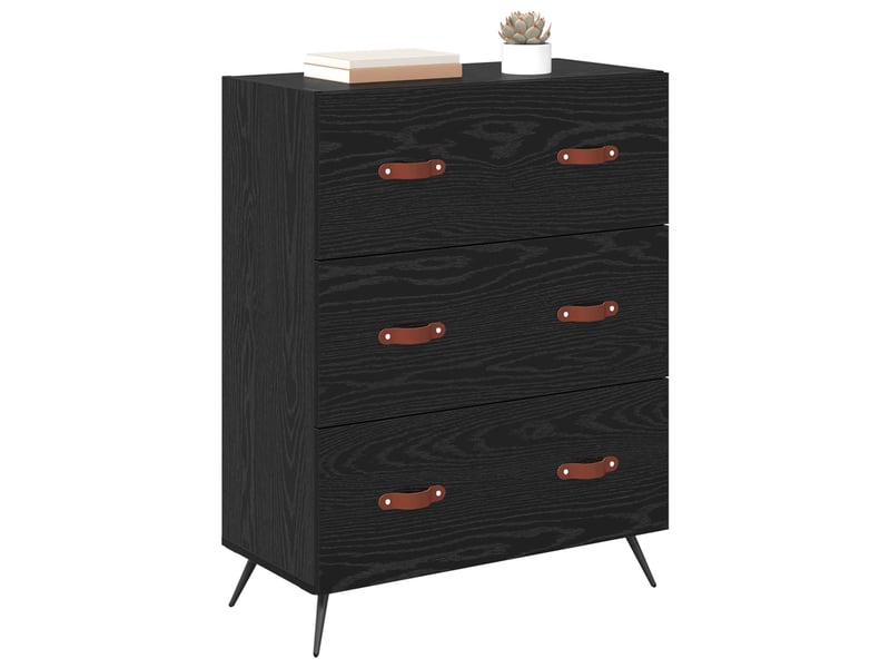  Commode chambre adulte, armoire à tiroirs chêne noir 69,5x34x90 cm bois d’ingénierie  - Conforama C