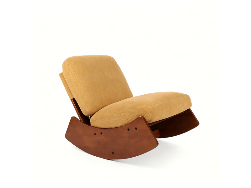  Chaise à bascule en velours côtelé orange, structure en bois massif W5318P426170 - Conforama B