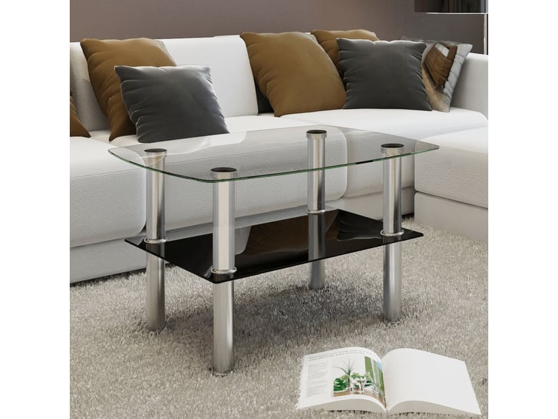  Table basse | table d'appoint salon avec 2 étagères verre  - Conforama B