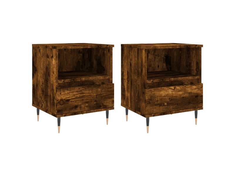  Lot de 2 tables de chevet - cabinet de chevet - table de nuit chêne fumé 40x35x50 cm bois ingénierie  - Conforama A
