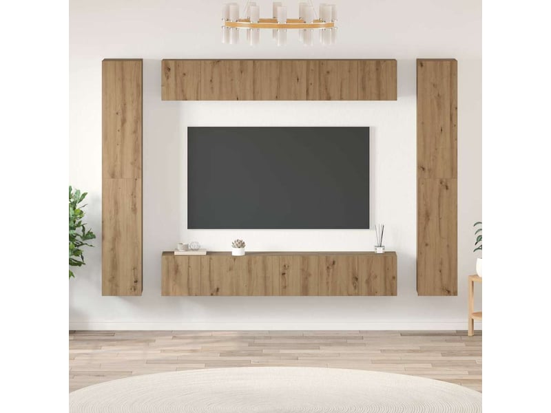  Vidaxl ensemble meuble tv 10 pcs chêne artisanal bois d'ingénierie  - Conforama B