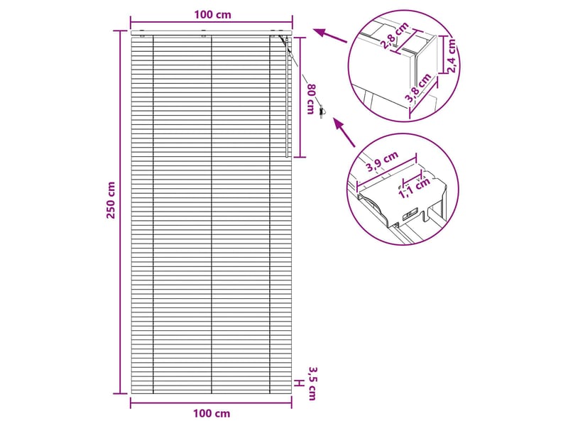  Store vénitien, store de fenêtre blanc 100 x 250 cm 35 mm cf47681  - Conforama E