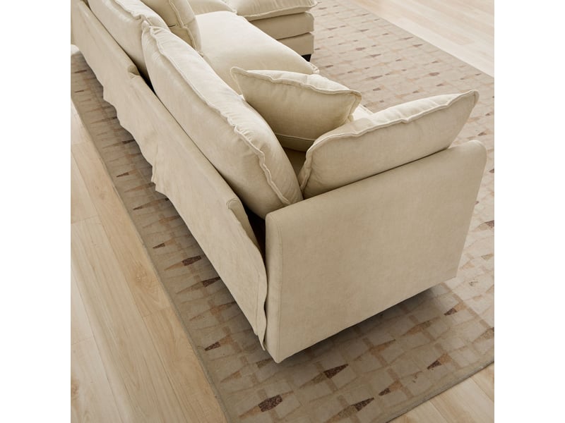  Canapé droit modulable 3 places 289 × 75 × 84 cm en chenille beige, coussins rembourrés IKSETERA TRADING LTD - Conforama W
