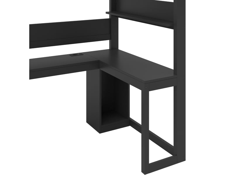 Lit mezzanine enfant 90x200 cm – noir – bureau gaming, led 7 couleurs, usb, escalier rangement - sans matelas - Conforama E