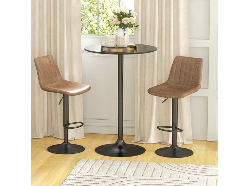  Table haute de bar ronde et moderne avec piètement en acier et plateau en mdf, ø70 x 102 cm, noire  - Conforama C