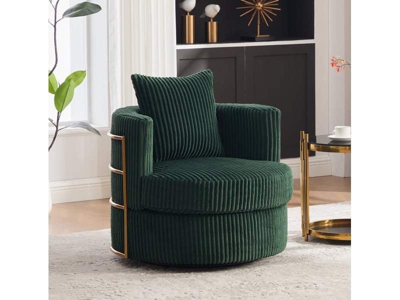  Fauteuil pivotant 76x79x78 cm revêtement en corde, avec rangement sous l'assise, vert foncé  - Conforama B