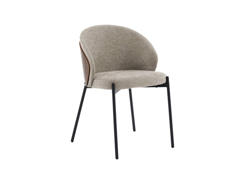  Lot de 2 chaises bois de peuplier teinté noyer. Acier noir et tissu texturé taupe - paul  - Conforama B