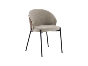 Lot de 2 chaises bois de peuplier teinté noyer. Acier noir et tissu texturé taupe - paul