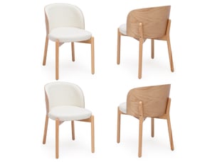 Lot de 4 chaises de salle à manger en bois massif tissu en lin respirant couleur bois naturel