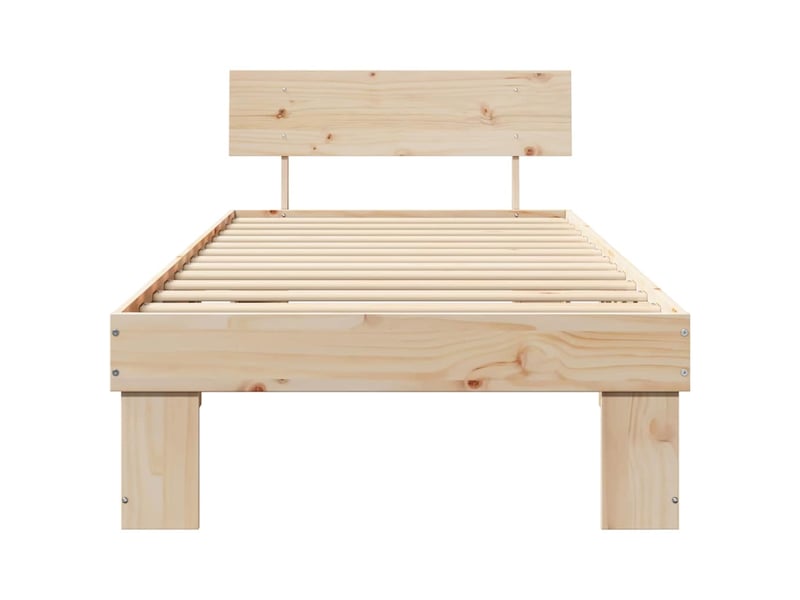  Lit simple- lit adulte -  cadre de lit avec tête de lit naturel 100 x 200 cm pin massif  - Conforama D