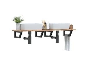 Étagère de vasque | étagère murale acier et bois massif d'acacia shl8117