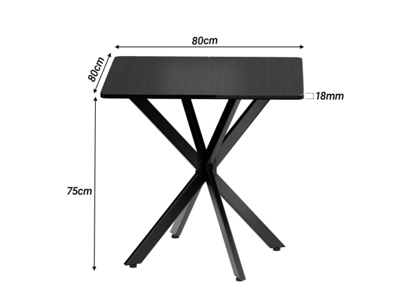  Table d'appoint carrée moderne, cadre en x, noir mat, métal robuste, idéale pour salon et bureau, 80x80x75 cm  - Conforama C