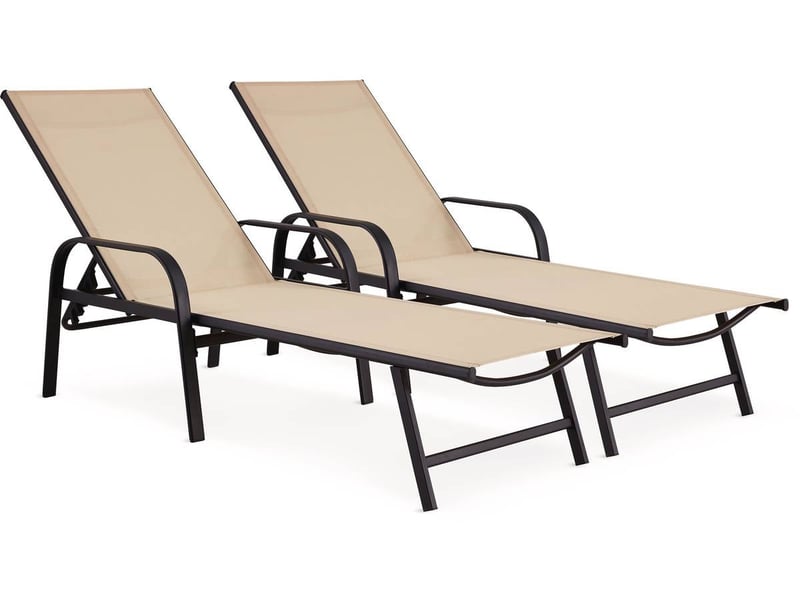 Lot de 2 bains de soleil en métal farniente - beige  - Conforama A