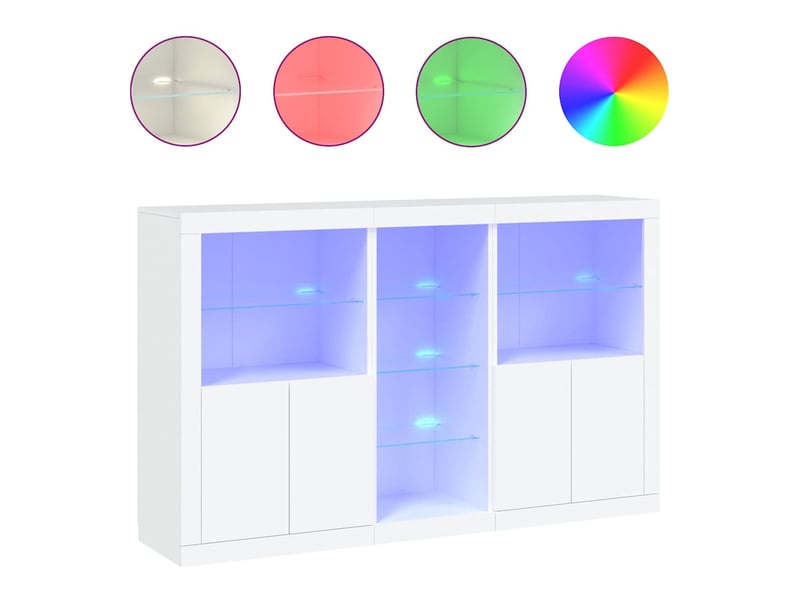  Buffet - bahut - meuble de rangement avec lumières led blanc 162x37x100 cm  - Conforama A