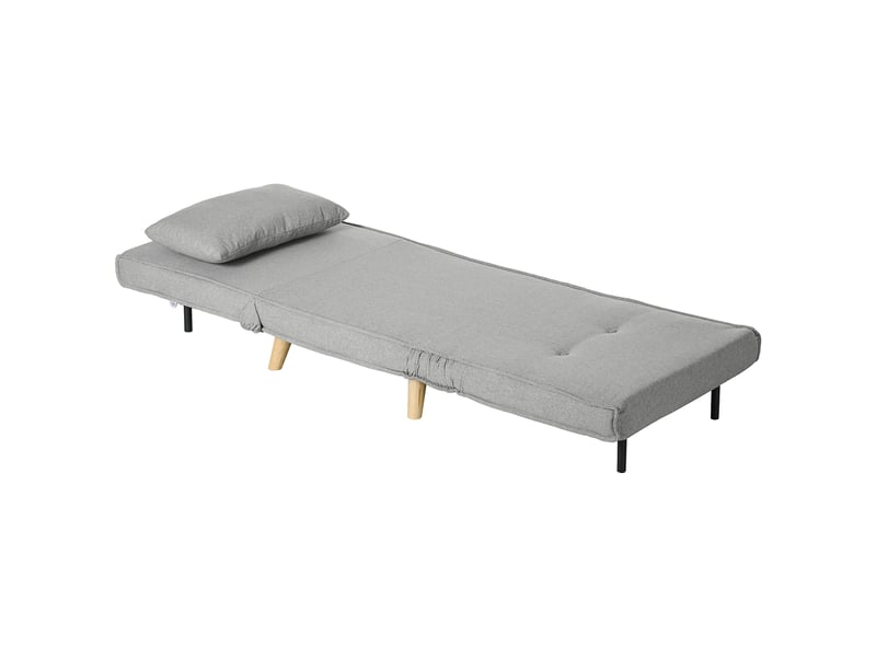  Fauteuil convertible 1 place dossier inclinable 6 positions aspect lin gris clair  - Conforama B