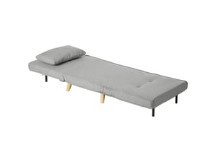 Fauteuil convertible 1 place dossier inclinable 6 positions aspect lin gris clair