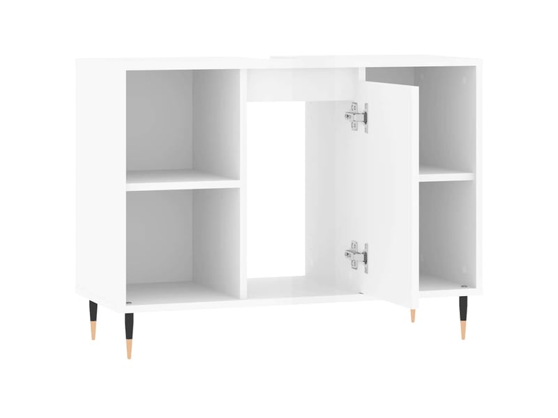  Armoire de salle de bain, meuble de rangement blanc brillant 80x33x60 cm  - Conforama E