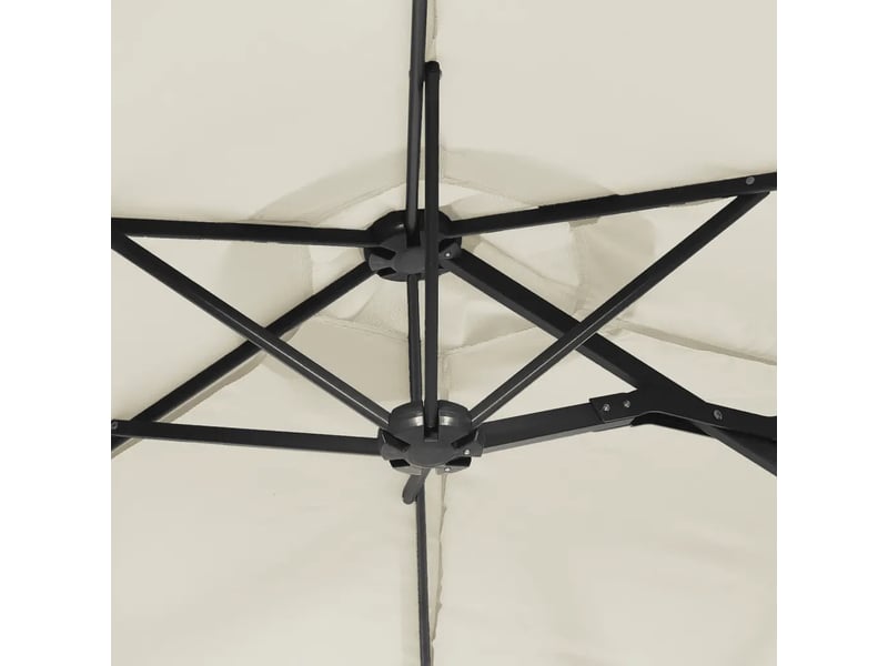  Parasol de jardin à double tête 316 x 145 cm protection uv mécanique pratique en acier blanc sable 02_0047385  - Conforama E