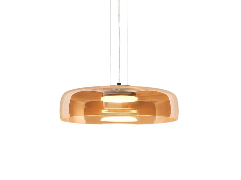  Suspension dôme en verre ambré et métal noir - riccardo Riccardo - Conforama A
