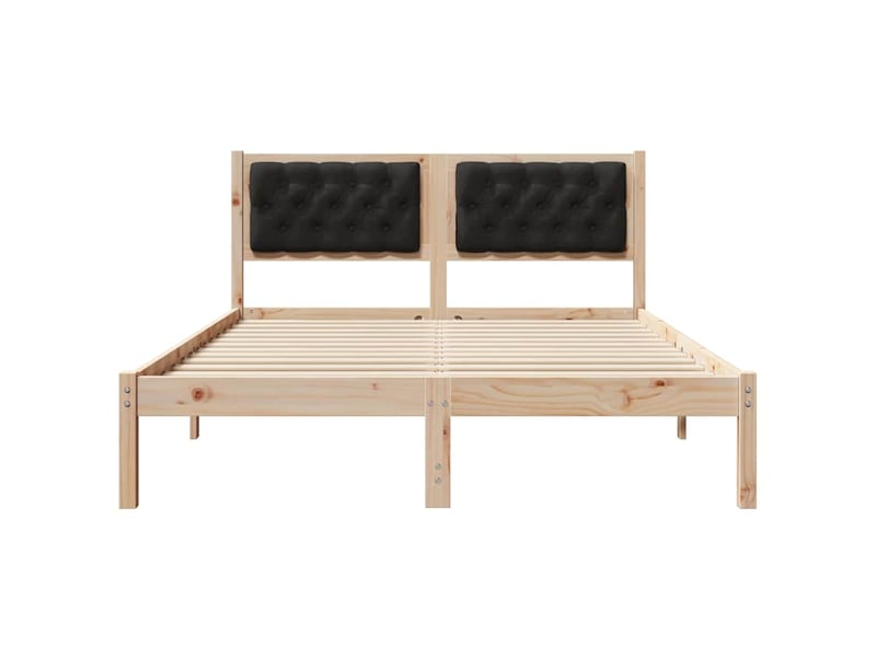  Lit double- lit adulte -  cadre de lit avec tête de lit noir 150 x 200 cm pin massif  - Conforama D