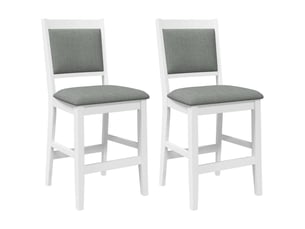 Lot de 2 tabouret de bar avec coussins en bois massif blanc et caoutchouc shl708