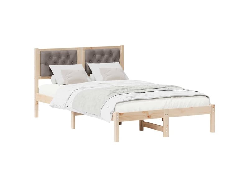 Lit double- lit adulte -  cadre de lit avec tête de lit taupe 135 x 190 cm pin massif  - Conforama B