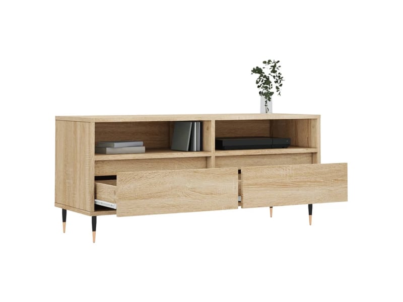  Meuble tv - banc tv - meuble de rangement chêne sonoma 100x34,5x44,5 cm bois d'ingénierie  - Conforama D