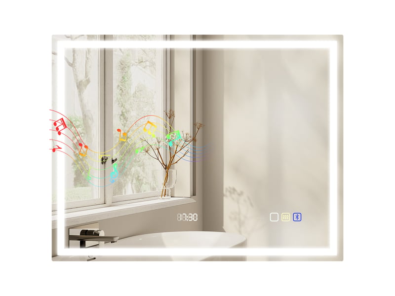  Miroir de salle de bain led bluetooth anti-buée tactile 90 x 3,5 x 70 cm  - Conforama A