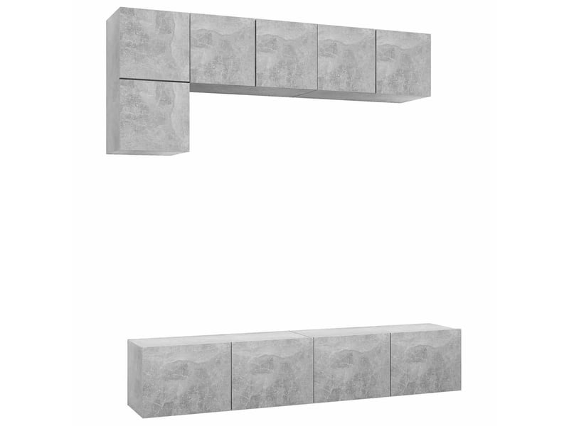  Ensemble de meubles tv 5 pcs gris béton bois d'ingénierie shl5010  - Conforama A