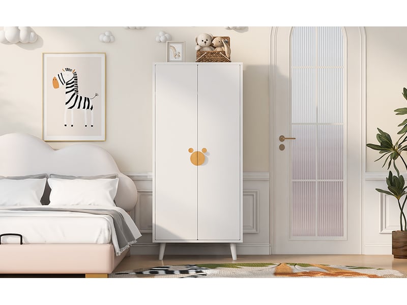  Armoire 2 portes 70 x 55 x 170 cm avec rangement et pieds surélevés, blanche  - Conforama D