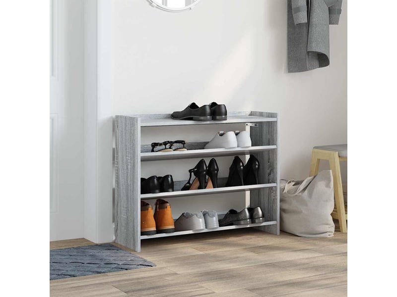  Meuble à chaussures, étagère à chaussures sonoma gris 80x25x62 cm bois d'ingénierie  - Conforama C