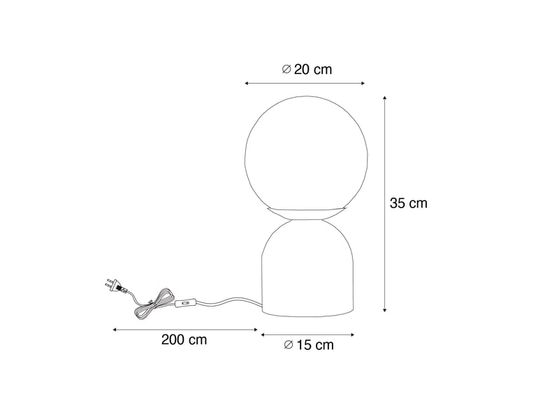  Lampe de table chic d'hôtel bronze foncé avec verre transparent avec cordon d'éclairage e27 - pallon trend  - Conforama D