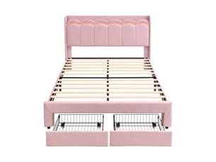 Lit avec rangement 140x200 cm <strong></strong>  <strong>OMNIGLINT TRADING LTD</strong> coloris rose