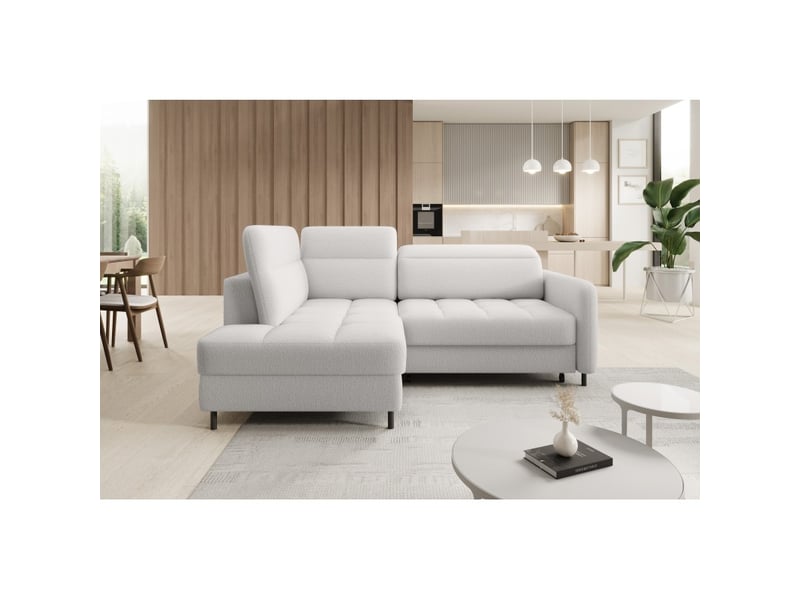 Canapé d'angle gauche convertible barnea 208 cm blanc avec rangement - Conforama E