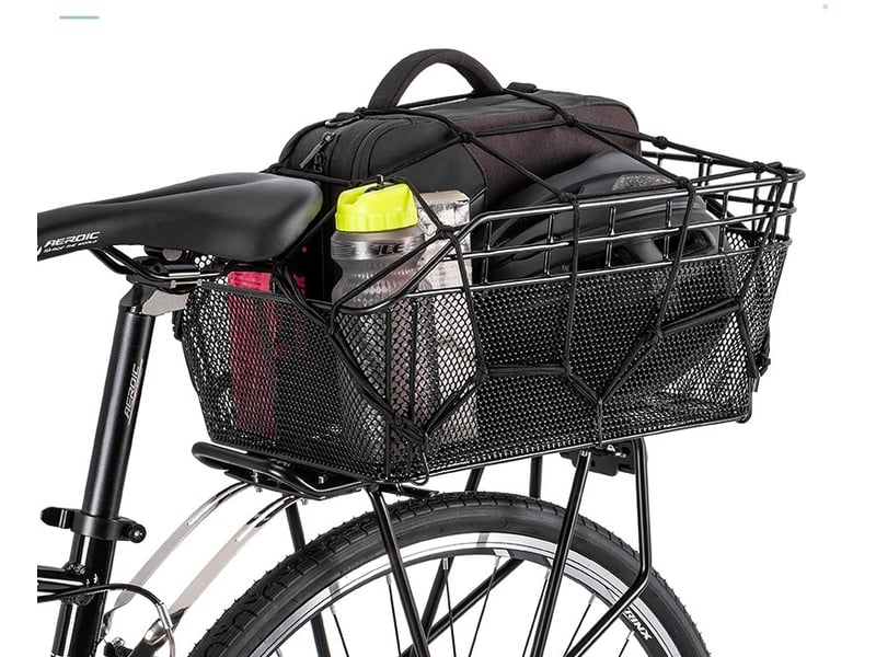 Panier à vélo arrière avec filet à bagages réglable et housse imperméable  - Conforama C