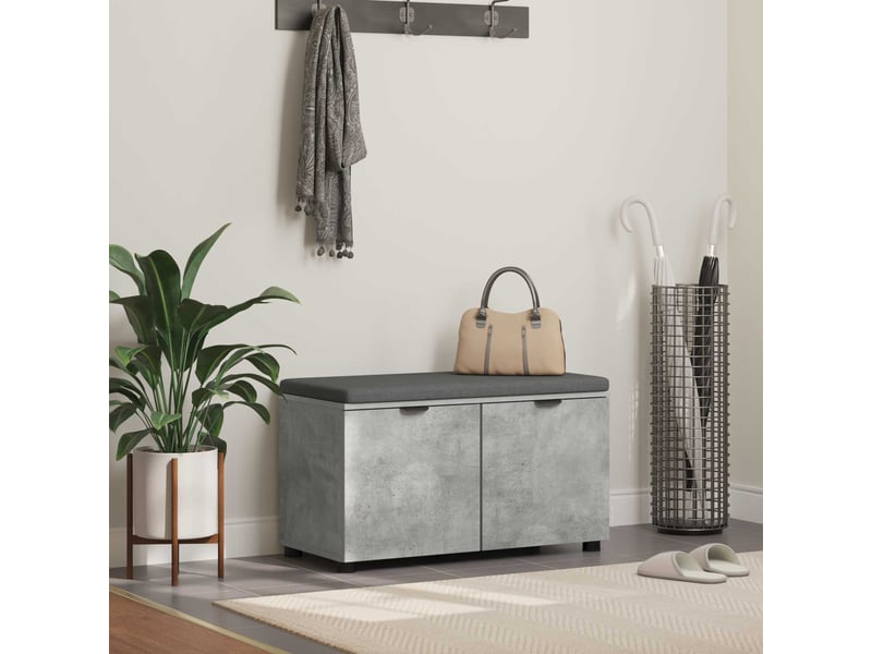  Banc d'entrée, banc interieur avec coussin gris béton 80x38x46 cm shl3027  - Conforama B