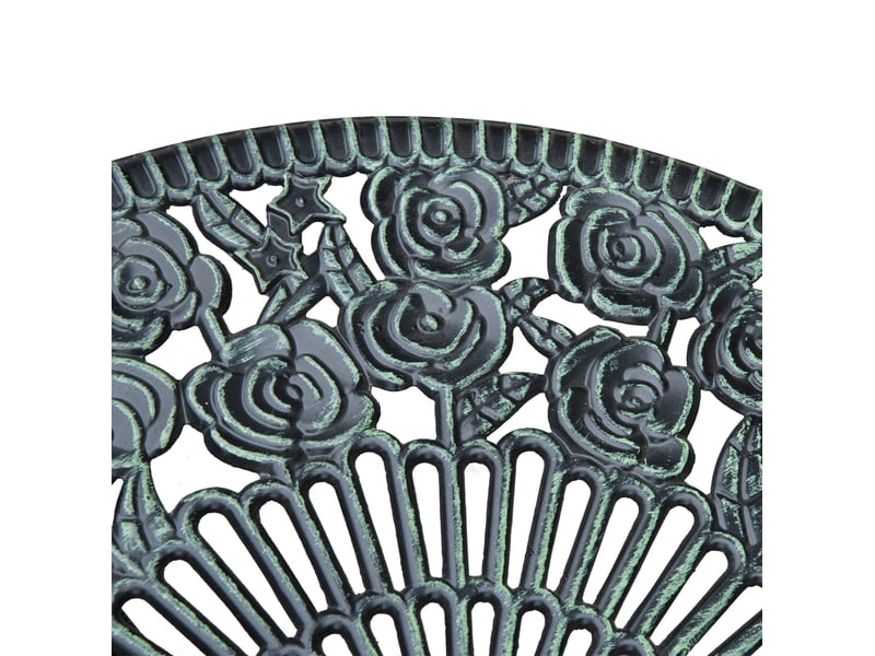 Salon de jardin bistrot 3 pièces ø60 cm – vert antique – table ronde avec décor floral et 2 chaises - Conforama E