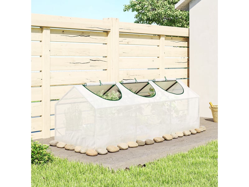  Serre de jardin mini serre 3 fenêtres enroulables couverture en pe haute densité 140 gm² 180 x 60 x 60 cm blanc  - Conforama D