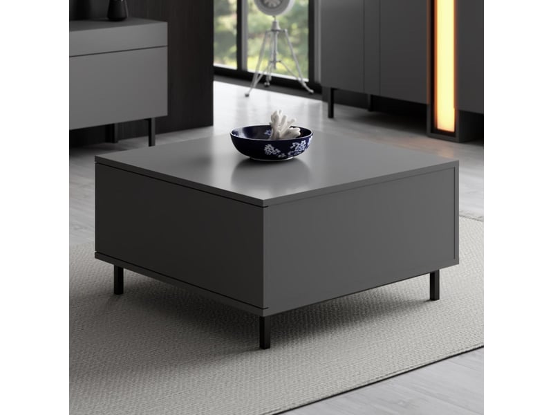  Table basse mdf anthracite - l75 x h40 x p75 cm - design moderne  - Conforama B