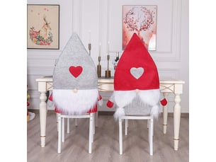 Housses de chaises de salle à manger de noël, y compris les housses de dossier, décorées de motifs d'elfes et de sureaux, adaptées aux fêtes de noël, multicolore