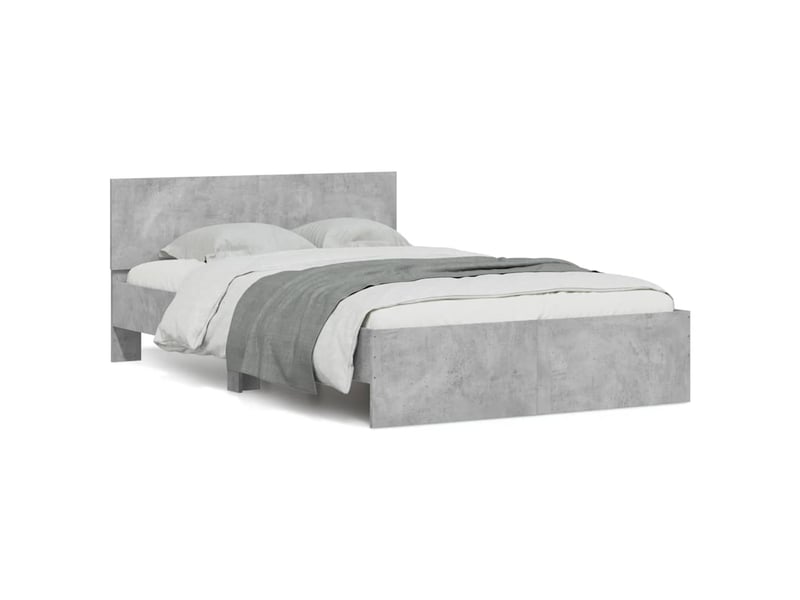  Cadre de lit avec tête de lit et led gris béton 120x190 cm  - Conforama B